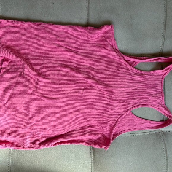 Hot Pink Ribbed Racerback Tank Top - Picture 3 of 3